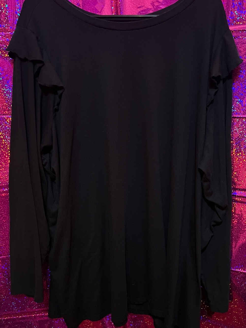 Torrid Black Long Sleeve Ruffle Shoulder Top
